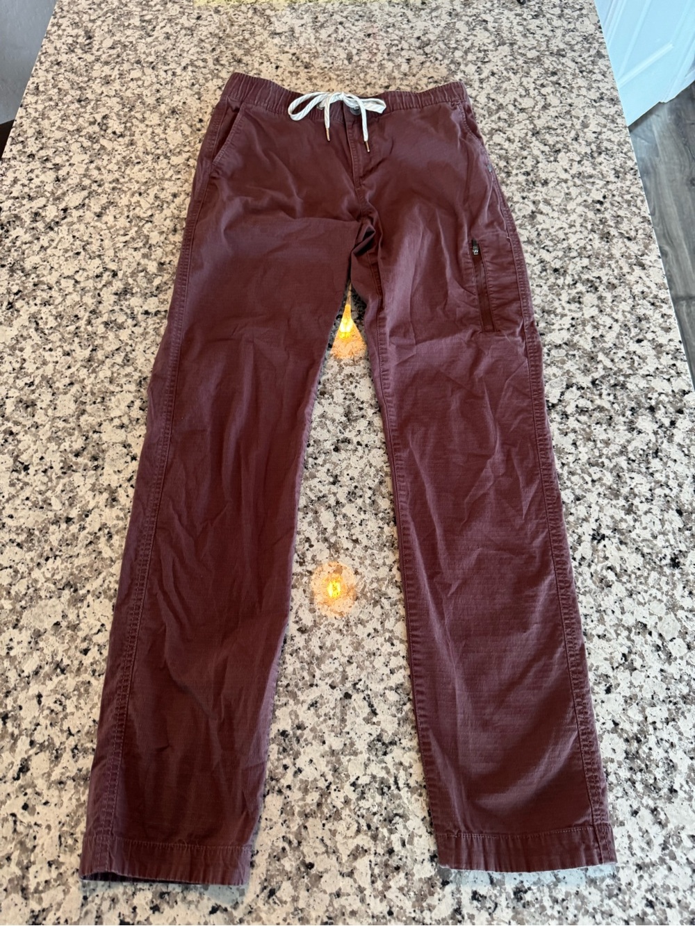 Vuori Ripstop Pant Long Burgundy Plum Drawstring Cargo Pants Size Small Long - Picture 3 of 15